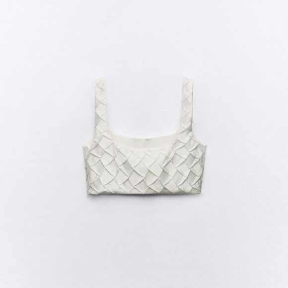 BLOGGERS FAV ZARA DIAMOND PLEATED SATIN EFFECT CROP TOP - Picture 9 of 9